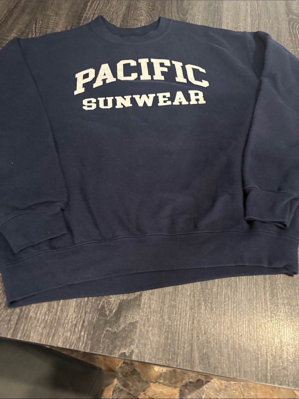 Pacific Sunwear Navy Crewneck with White Logo